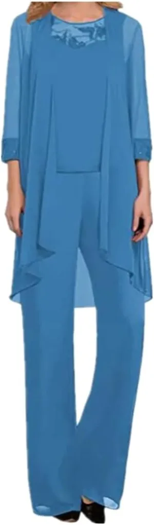 3Pcs Mother of Bride Pantsuits Women Dresses Evening Gresses Groom Tuxedo