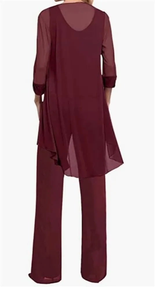 3Pcs Mother of Bride Pantsuits Women Dresses Evening Gresses Groom Tuxedo