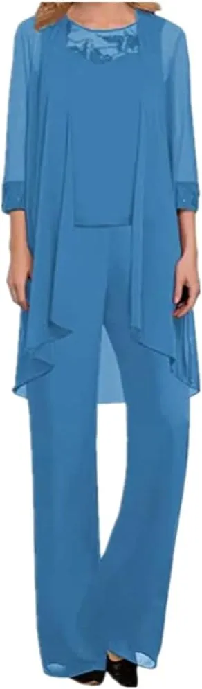 3Pcs Mother of Bride Pantsuits Women Dresses Evening Gresses Groom Tuxedo