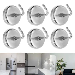 6 Pack Magnetic Hooks 1 1/2 Heavy Duty 8lb Capacity Refrigerator Kitchen Garage