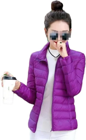Adhdyuud Women Down Cropped Jackets Winter Warm Cotton Padded Parkas Hooded Collar Short Slim Coats