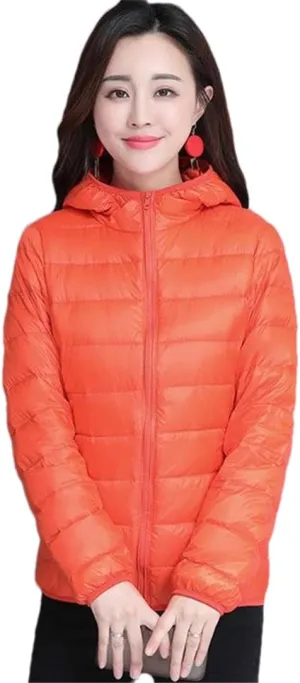 Adhdyuud Women Down Cropped Jackets Winter Warm Cotton Padded Parkas Hooded Collar Short Slim Coats