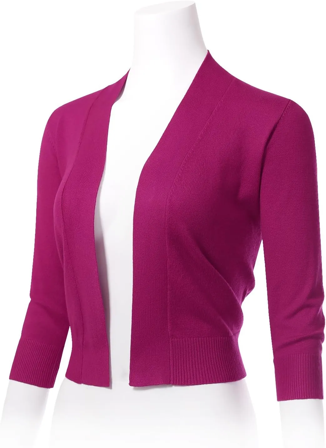 Allsense Women's 3/4 Sleeve Cropped Bolero Shrug Cardigan