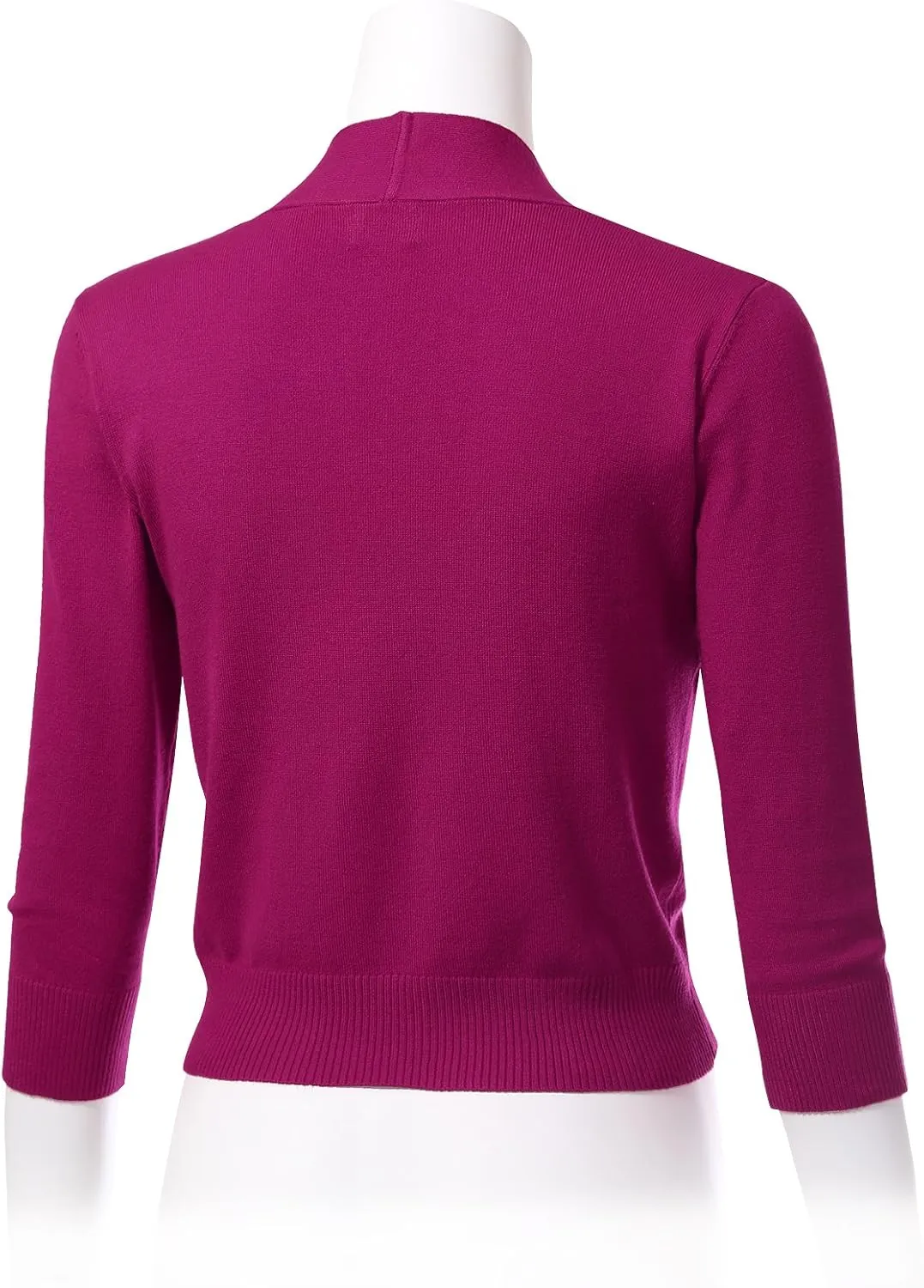 Allsense Women's 3/4 Sleeve Cropped Bolero Shrug Cardigan