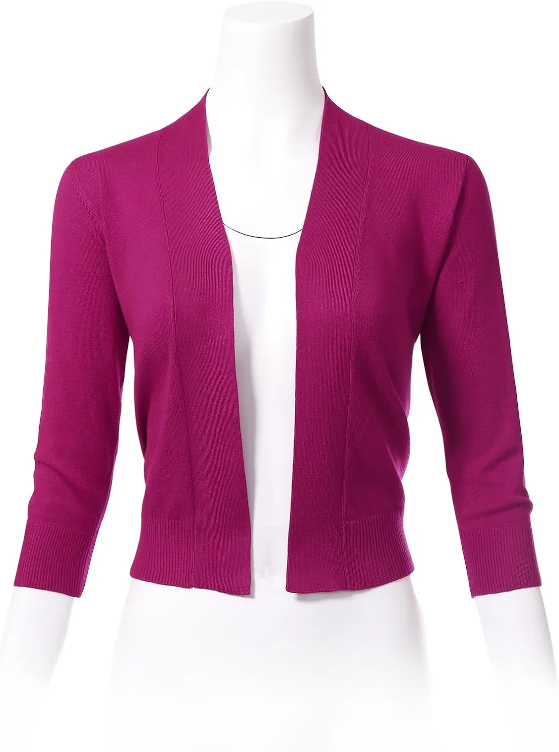 Allsense Women's 3/4 Sleeve Cropped Bolero Shrug Cardigan