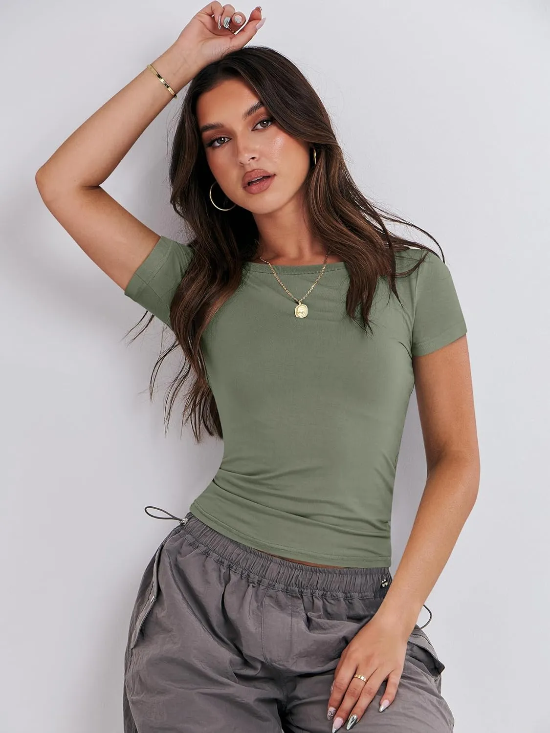 ANRABESS Womens 3 Pack Short Sleeve Shirts 2025 Crop Tops Tight Fitted Basic Tees Workout T Shirts Y2k Clothes Summer Outfit