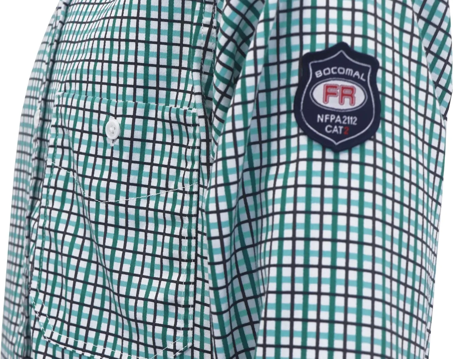 BOCOMAL FR Shirts Flame Resistant NFPA2112/CAT2 6.5oz Light Weight Printed Fire Retardant Plaid Shirt