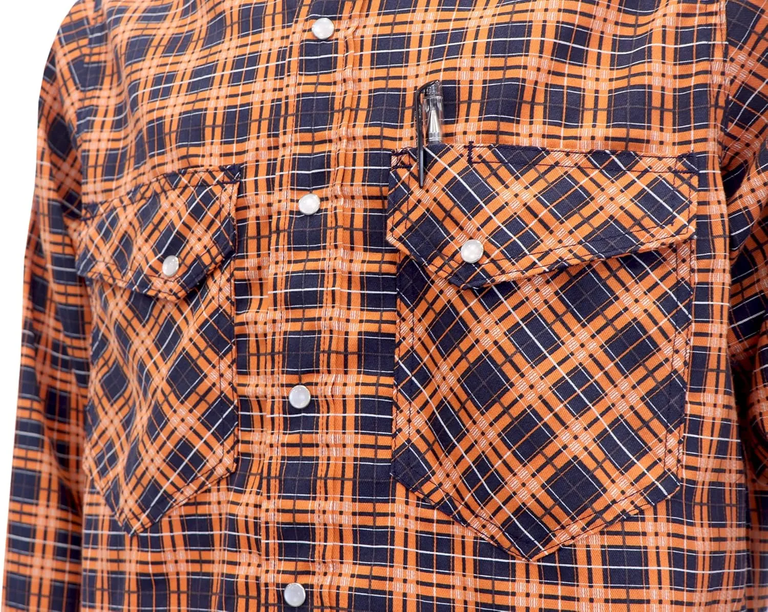 BOCOMAL FR Shirts Flame Resistant NFPA2112/CAT2 6.5oz Light Weight Printed Fire Retardant Plaid Shirt