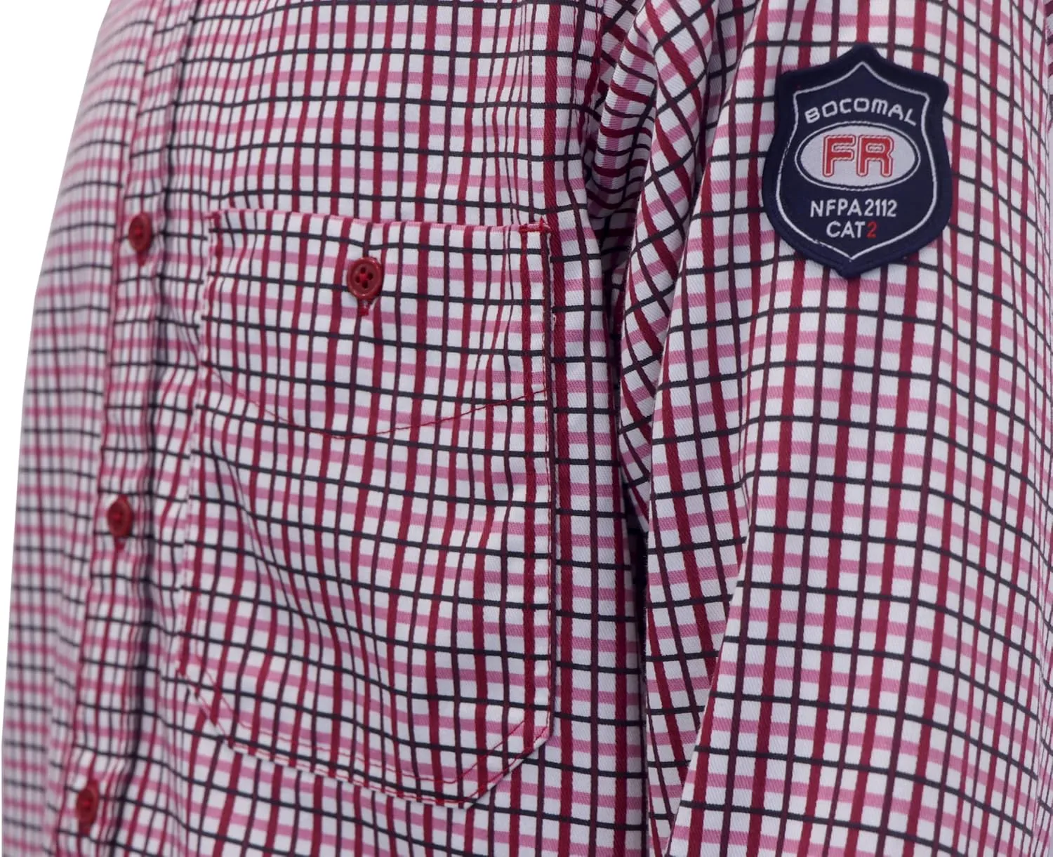 BOCOMAL FR Shirts Flame Resistant NFPA2112/CAT2 6.5oz Light Weight Printed Fire Retardant Plaid Shirt
