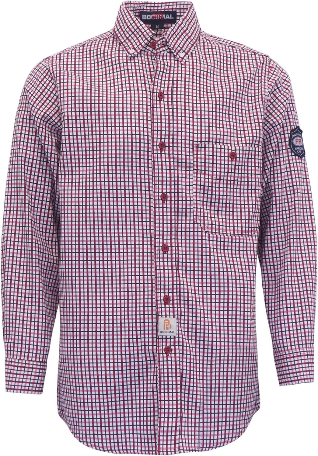 BOCOMAL FR Shirts Flame Resistant NFPA2112/CAT2 6.5oz Light Weight Printed Fire Retardant Plaid Shirt