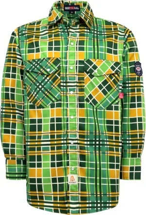 BOCOMAL FR Shirts Flame Resistant NFPA2112/CAT2 6.5oz Light Weight Printed Fire Retardant Plaid Shirt