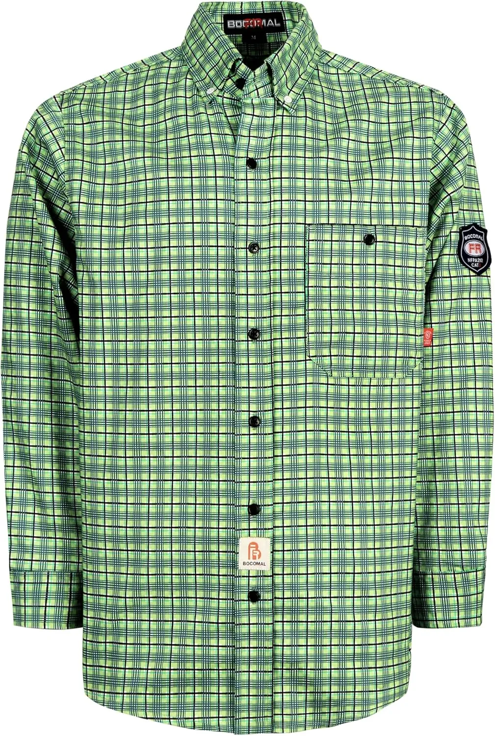 BOCOMAL FR Shirts Flame Resistant NFPA2112/CAT2 6.5oz Light Weight Printed Fire Retardant Plaid Shirt