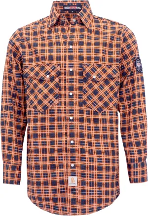 BOCOMAL FR Shirts Flame Resistant NFPA2112/CAT2 6.5oz Light Weight Printed Fire Retardant Plaid Shirt