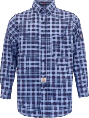 BOCOMAL FR Shirts Flame Resistant NFPA2112/CAT2 6.5oz Light Weight Printed Fire Retardant Plaid Shirt