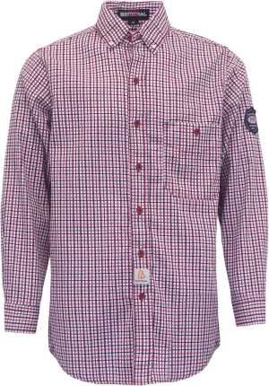 BOCOMAL FR Shirts Flame Resistant NFPA2112/CAT2 6.5oz Light Weight Printed Fire Retardant Plaid Shirt