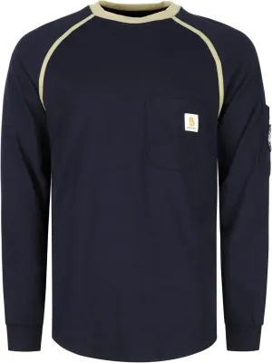 BOCOMAL FR Shirts for Men Crew Neck Long Sleeve 5.5oz Light Weight Flame Resistant/Fire Retardant Clothing Shirt