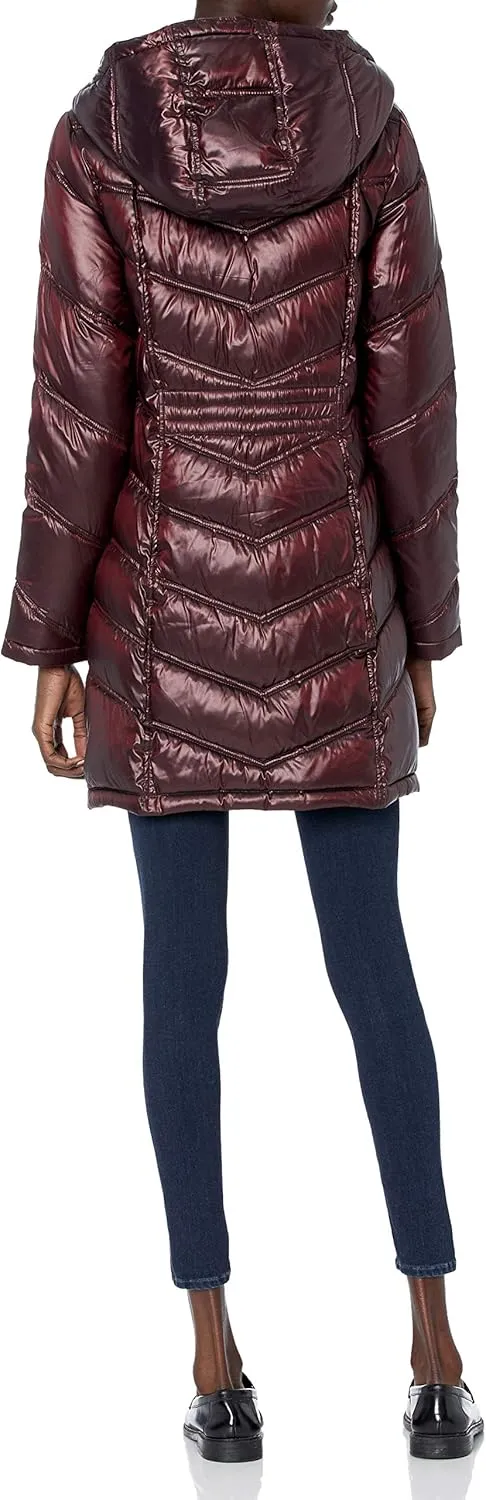Calvin Klein Women's Hooded Chevron Packable Down Jacket (Standard and Plus)