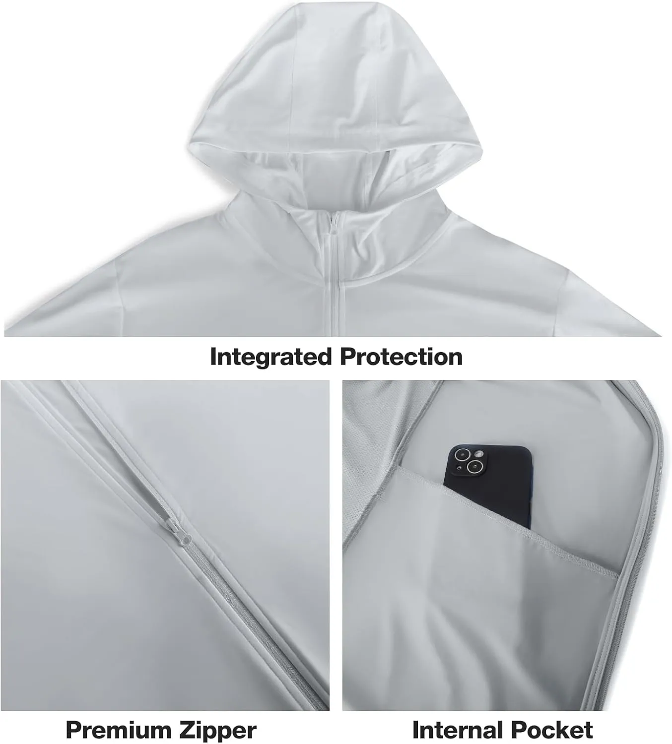 CAMEL CROWN Men's UPF 50  Long Sleeve Full Zip Shirt Mens Sun Hoodie SPF Uv Light Jacket Sun Protection Shirts Rash Guard