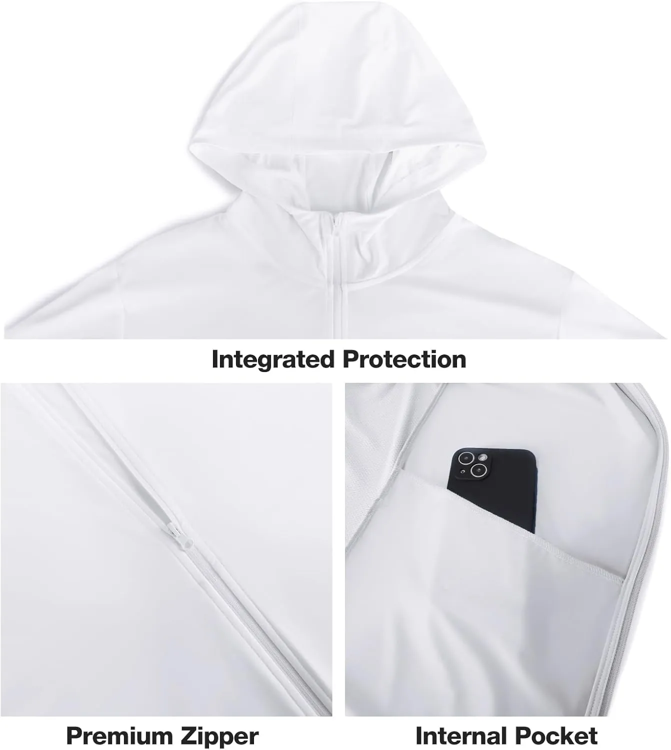 CAMEL CROWN Men's UPF 50  Long Sleeve Full Zip Shirt Mens Sun Hoodie SPF Uv Light Jacket Sun Protection Shirts Rash Guard