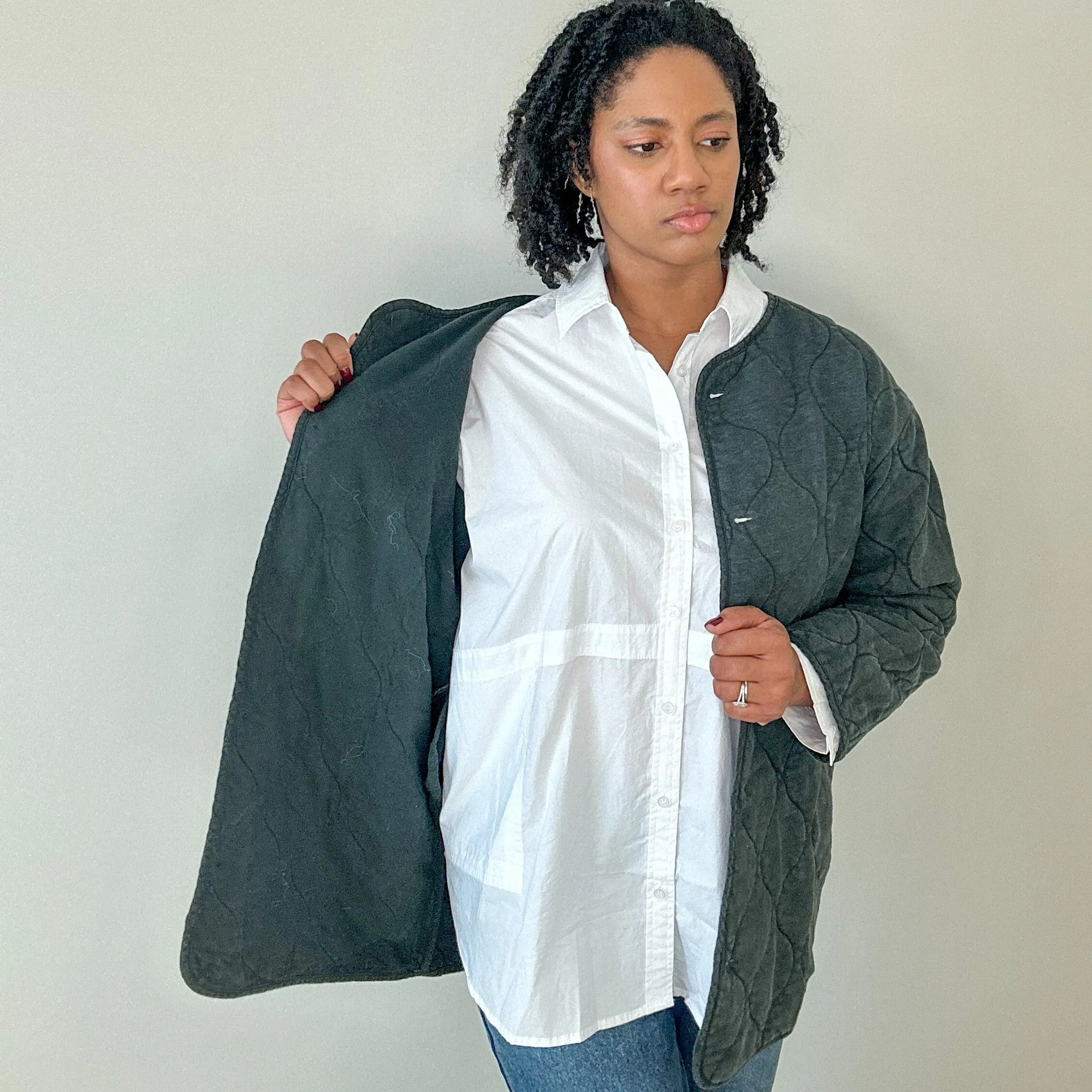 Casual Stone Washed Quilted Jacket