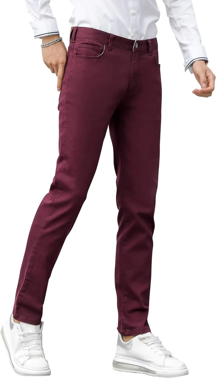 CICOS Men's Casual Slim Fit Five Pocket Comfort Stretch Twill Pant with Printed Pockets