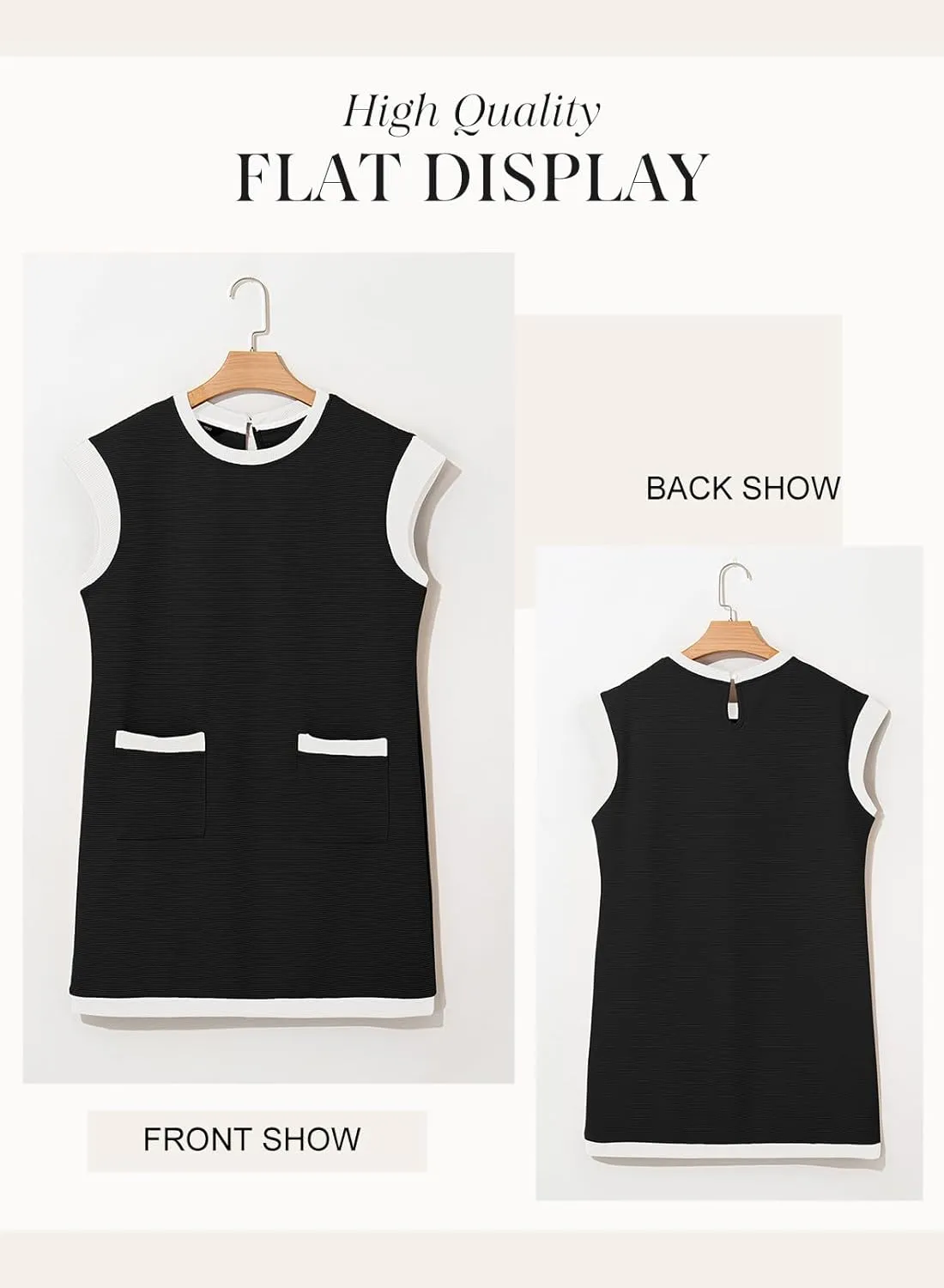 Dokotoo Women's Casual Summer Dresses Fashion Cap Sleeve Color Block Crewneck Shift Tshirt Mini Dress
