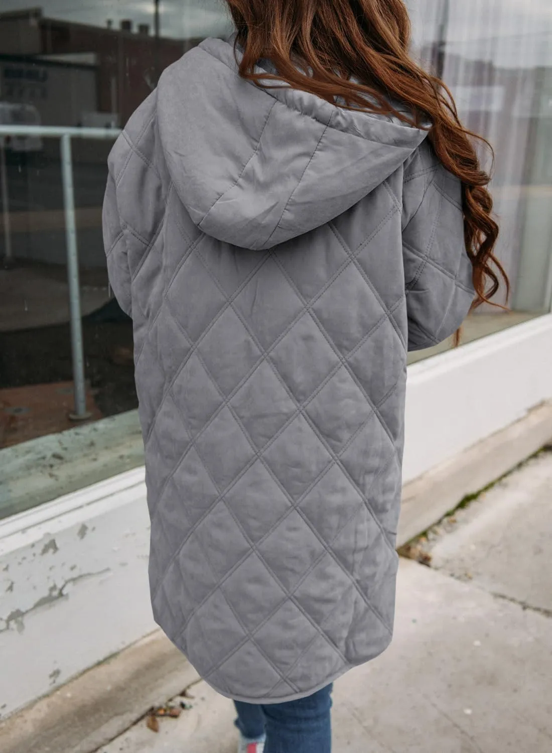 Ebifin Womens Long Quilted Puffer Jacket Winter Warm Hooded Lightweight Parkas Coat with Pockets