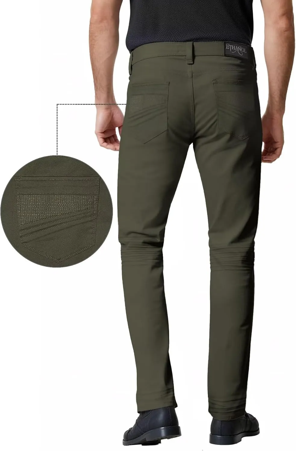 ETHANOL Men's Slim-Fit Comfort Stretch with 5 Pocket Design Straight Pants