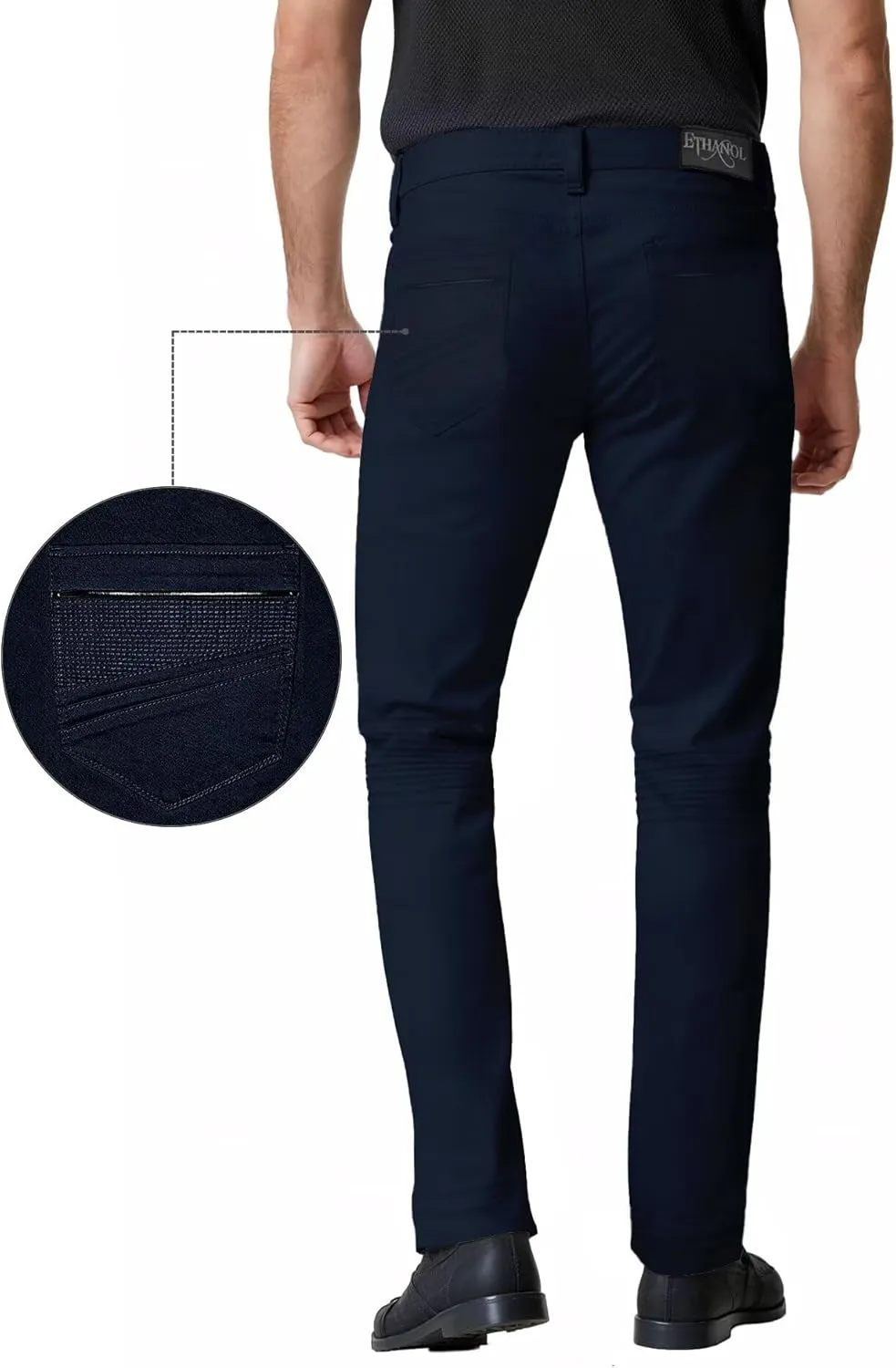 ETHANOL Men's Slim-Fit Comfort Stretch with 5 Pocket Design Straight Pants