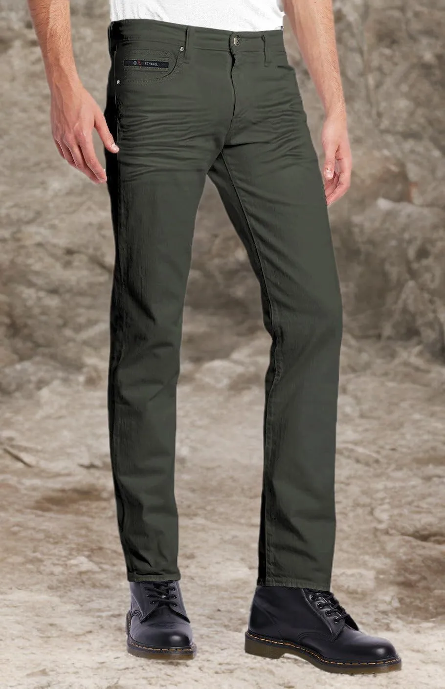 ETHANOL Men's Slim-Fit Comfort Stretch with 5 Pocket Design Straight Pants