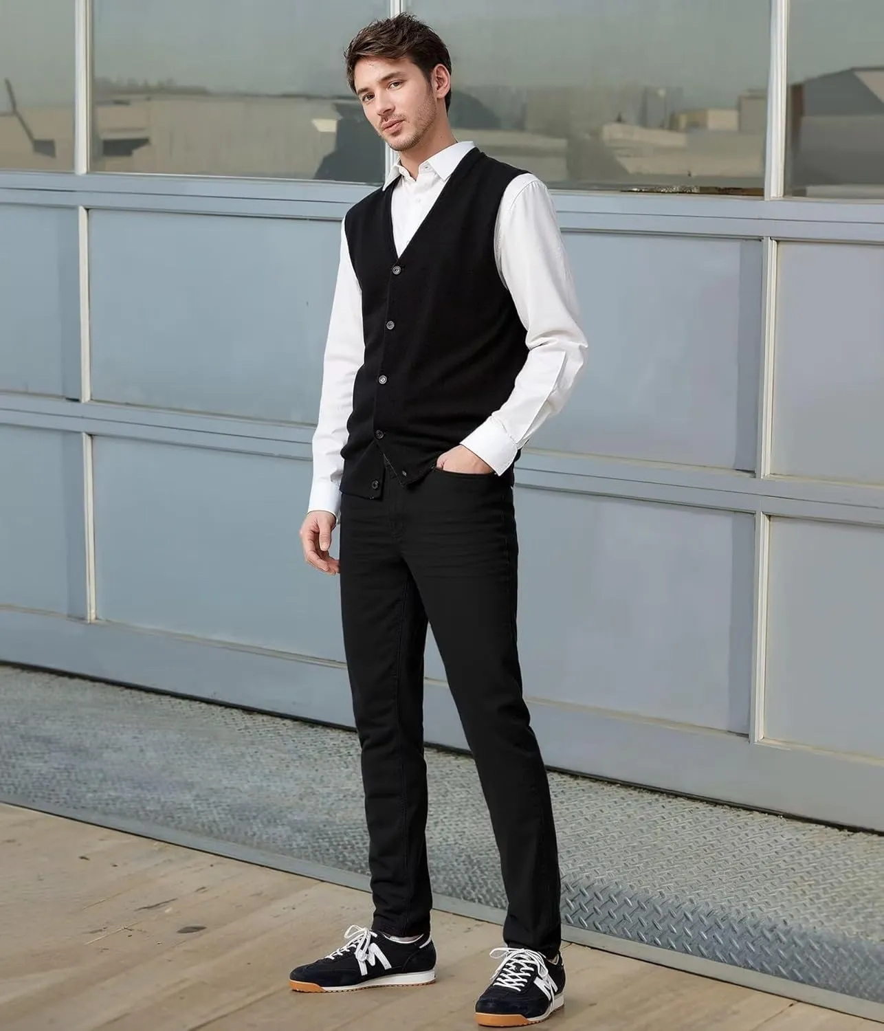 ETHANOL Men's Slim-Fit Comfort Stretch with 5 Pocket Design Straight Pants