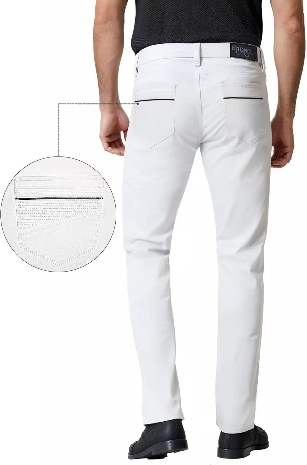 ETHANOL Men's Slim-Fit Comfort Stretch with 5 Pocket Design Straight Pants