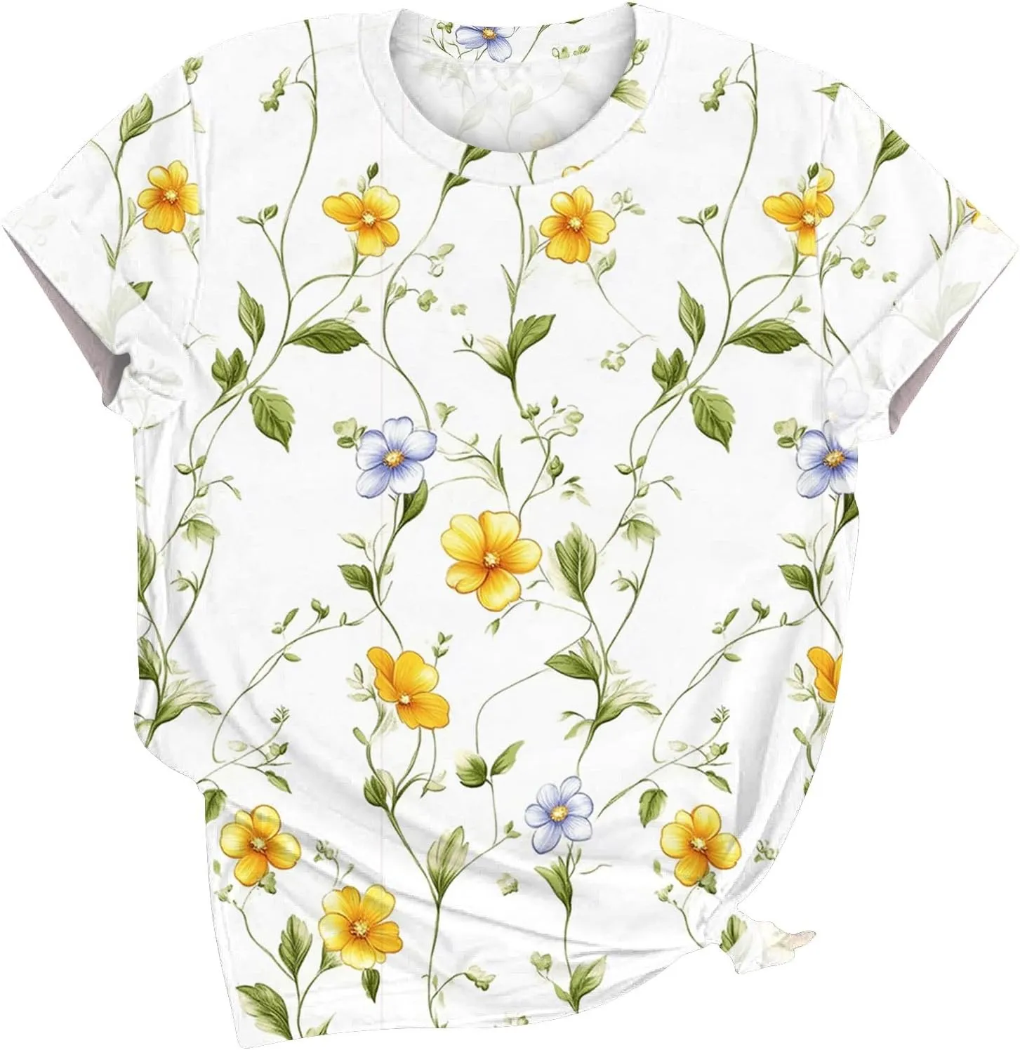 Floral Shirts for Women Trendy Crew Neck Short Sleeve Tshirt Casual Loose Fit Basic Tees Ladies Summer Tops