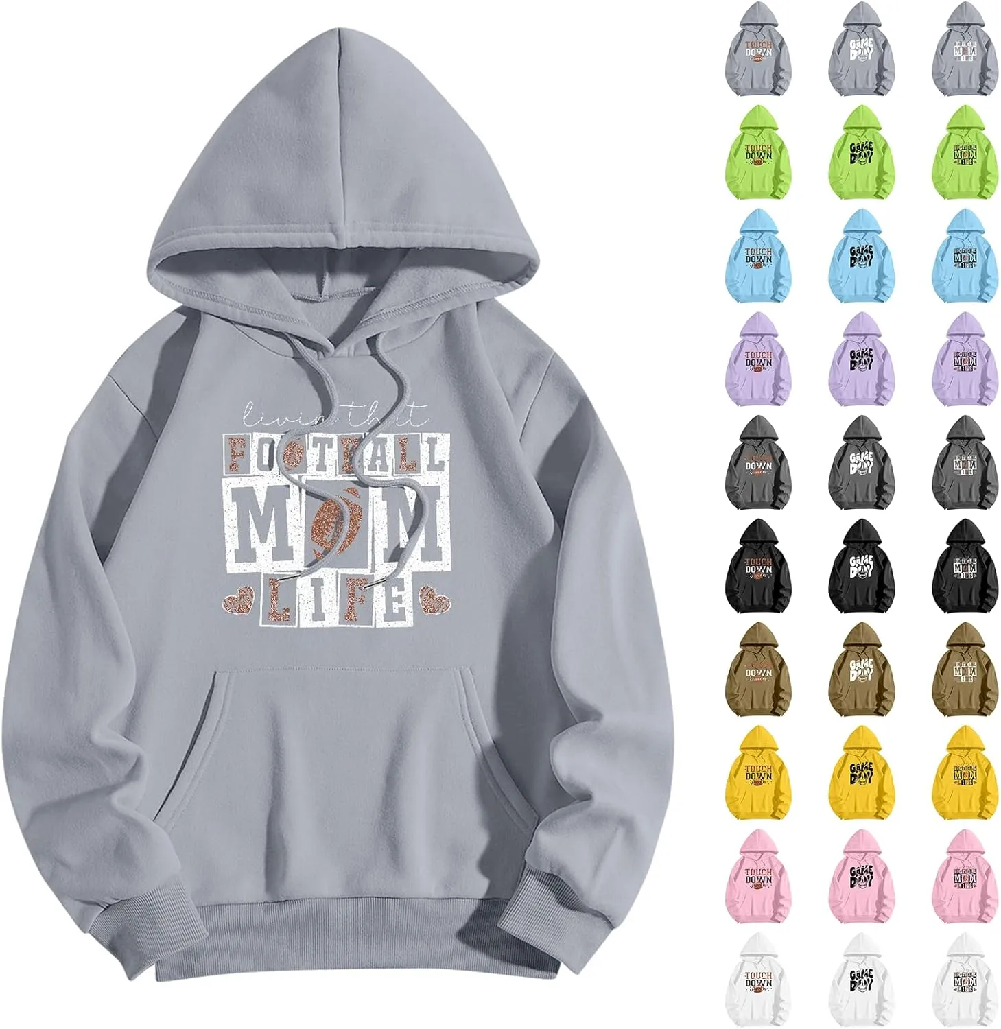Football Mom Sweatshirt for Women Oversized Graphic Hoodies with Pockets Long Sleeve Drawstring Hooded Pullover