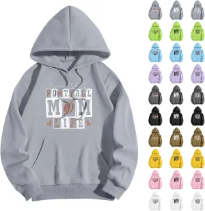 Football Mom Sweatshirt for Women Oversized Graphic Hoodies with Pockets Long Sleeve Drawstring Hooded Pullover