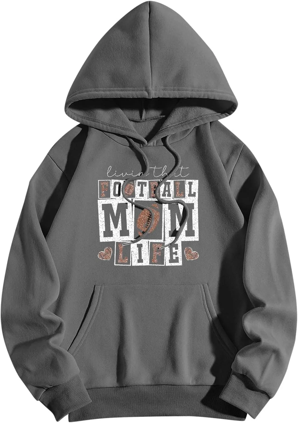 Football Mom Sweatshirt for Women Oversized Graphic Hoodies with Pockets Long Sleeve Drawstring Hooded Pullover