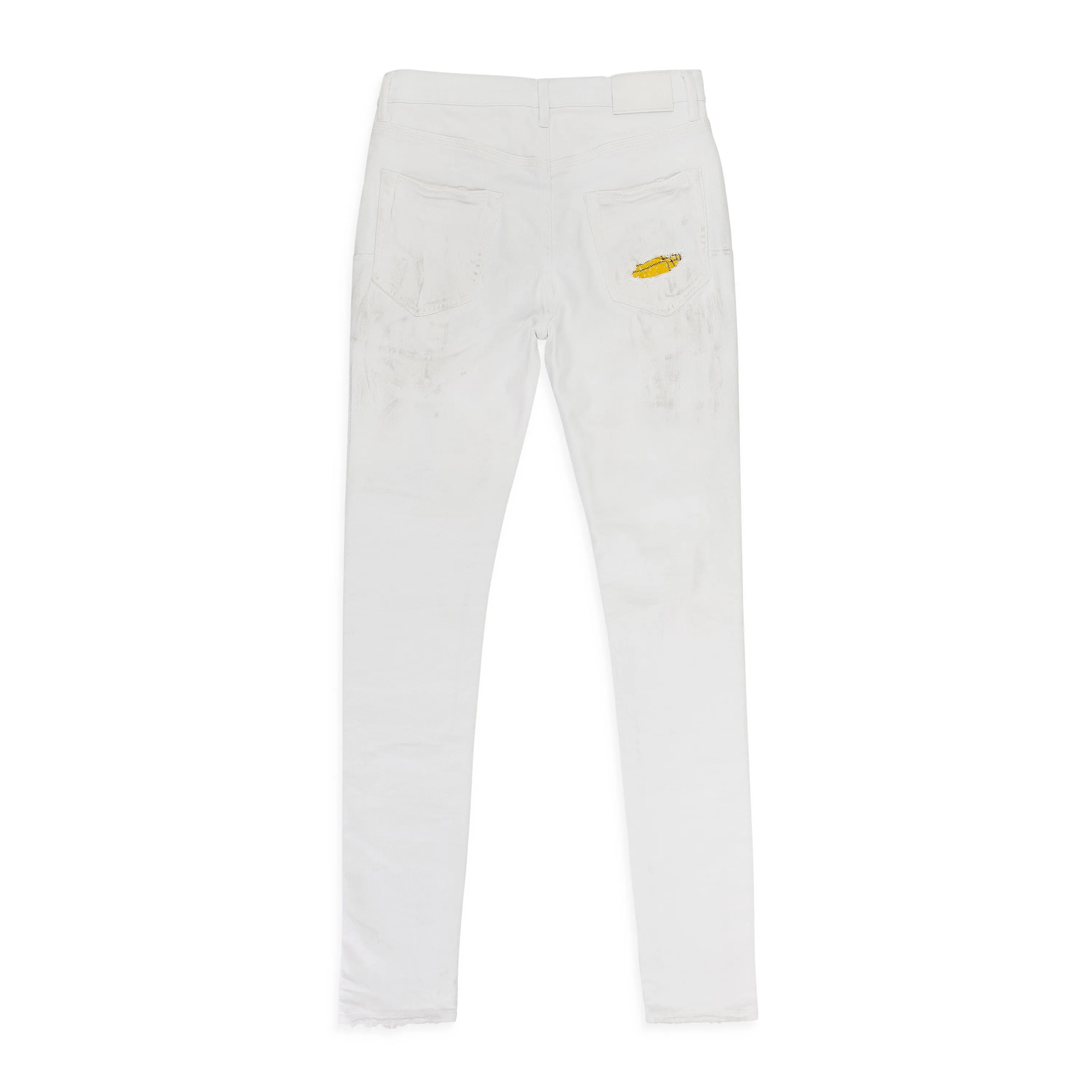HEAVY REPAIR WITH PLAID PATCH White SKINNY JEANS