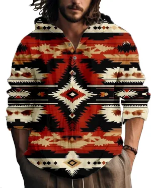 Hooded Long Sleeve Shirt Men Cool Button Up Hoodie Hippe Sweatshirt Casual Artsy Light Weight Shirts