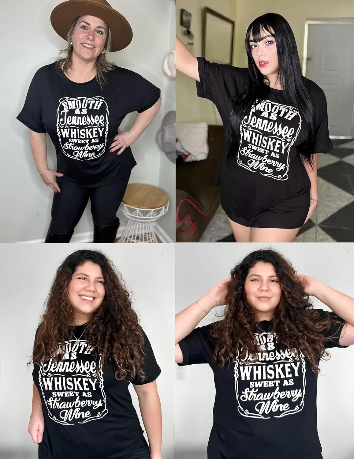 IN'VOLAND Women's Plus Size T Shirts Oversized Tees Summer Half Sleeve Crew Neck Whiskey Graphic Tunic Tops Basic Top