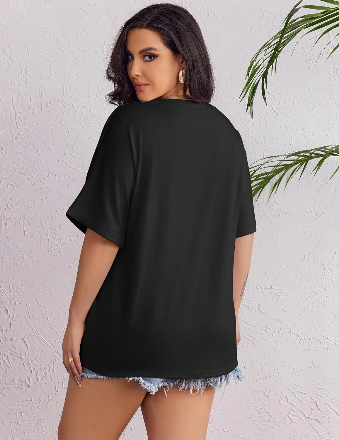 IN'VOLAND Women's Plus Size T Shirts Oversized Tees Summer Half Sleeve Crew Neck Whiskey Graphic Tunic Tops Basic Top
