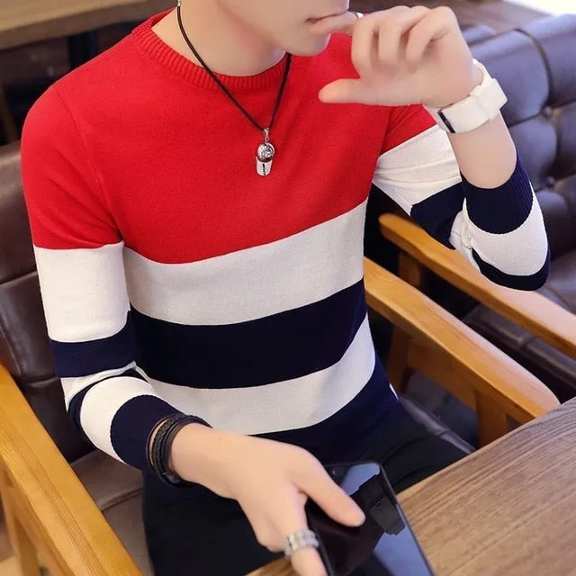 Korea Sweaters And Pullovers Men Long Sleeve Knitted Sweater High Quality Winter Pullovers