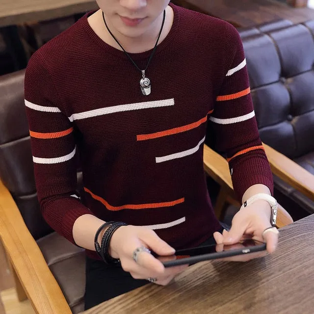 Korea Sweaters And Pullovers Men Long Sleeve Knitted Sweater High Quality Winter Pullovers
