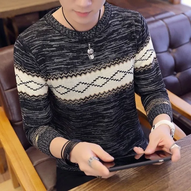 Korea Sweaters And Pullovers Men Long Sleeve Knitted Sweater High Quality Winter Pullovers