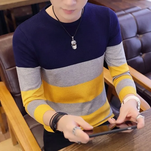 Korea Sweaters And Pullovers Men Long Sleeve Knitted Sweater High Quality Winter Pullovers
