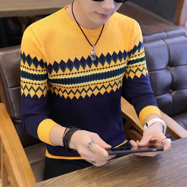 Korea Sweaters And Pullovers Men Long Sleeve Knitted Sweater High Quality Winter Pullovers