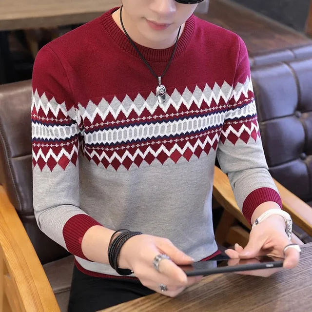 Korea Sweaters And Pullovers Men Long Sleeve Knitted Sweater High Quality Winter Pullovers