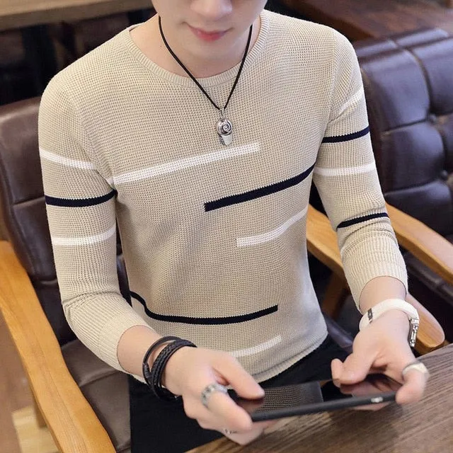 Korea Sweaters And Pullovers Men Long Sleeve Knitted Sweater High Quality Winter Pullovers
