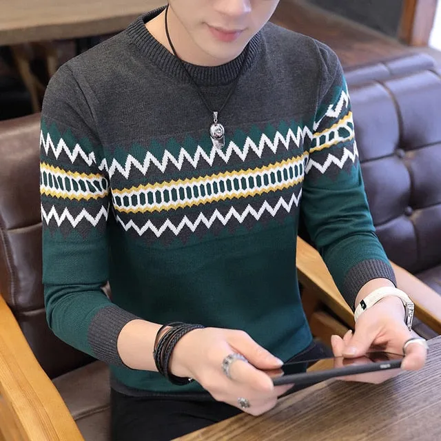 Korea Sweaters And Pullovers Men Long Sleeve Knitted Sweater High Quality Winter Pullovers