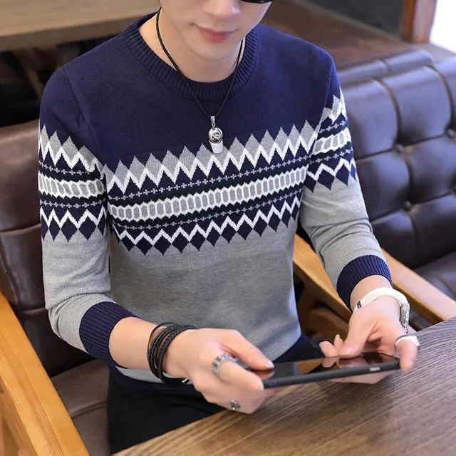 Korea Sweaters And Pullovers Men Long Sleeve Knitted Sweater High Quality Winter Pullovers