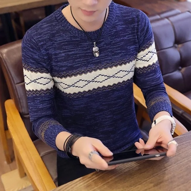 Korea Sweaters And Pullovers Men Long Sleeve Knitted Sweater High Quality Winter Pullovers